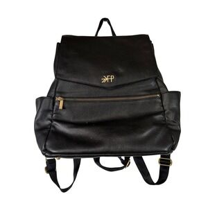 Freshly Picked Black Leather Convertible Backpack Diaper Bag‎ Gold Hardware